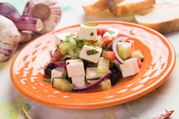 Greek salad with feta cheese