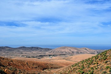 Picturesque landscape of the south-western part of Fuerteventura. Fuerteventura mountains. Wild areas of Fuerteventura, Canary Islands, Spain, Europe