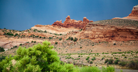 View along Colorado River on Highway 128 north of Moab Utah