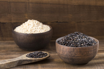 White sesame and black sesame seed - Sesamum indicum.