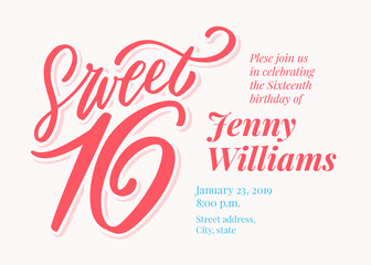 Sweet 16. Hand lettering.