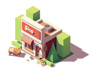 Vector isometric shop branding icon