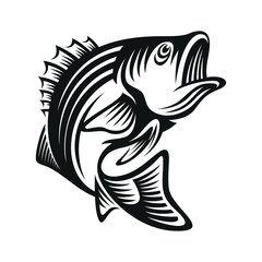 bass fish icons isolated on white background. Design element for logo, label, emblem, sign, brand mark. Vector illustration.