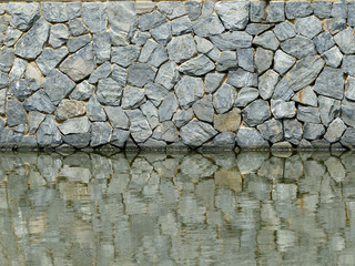 stone wall andwater reflection