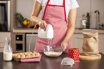 Woman mixing pancake dough
