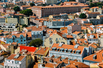 Fototapeta na wymiar Views of terracotta rooftops of Lisbon, Portugal