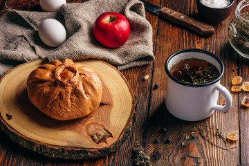 little chicken pie with herbal tea