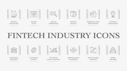 Fototapeta na wymiar Fintech Industry Icons