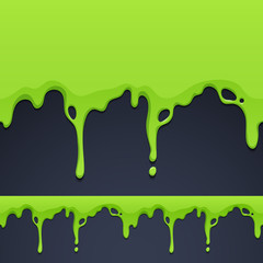 Dripping green texture seamless horizontal border.