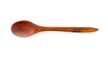 wood spoon on white background.