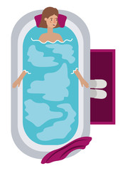 young woman in bathtub avatar character