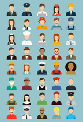 People of different occupations. Professions icons set. Flat design. Vector