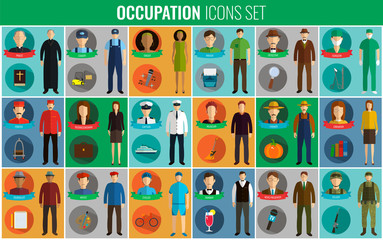 People of different occupations. Professions icons set. Flat design. Vector