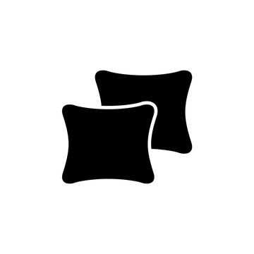 Black & white vector illustration of square throw pillows. Flat icon of decorative sofa scutter cushions. Isolated objects on white background.