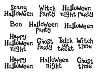 Obraz premium Halloween phrases. Handdrawn lettering. Design element for Halloween. Vector handwritten calligraphy quote.