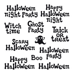 Obraz premium Halloween phrases. Handdrawn lettering. Design element for Halloween. Vector handwritten calligraphy quote.