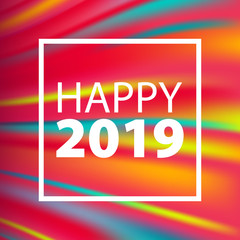 2019 Colorful glow new year vector illustration.