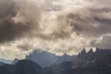 Obraz premium Beautiful storm cloudscape in the Dolomite Alps, Italy, in summer