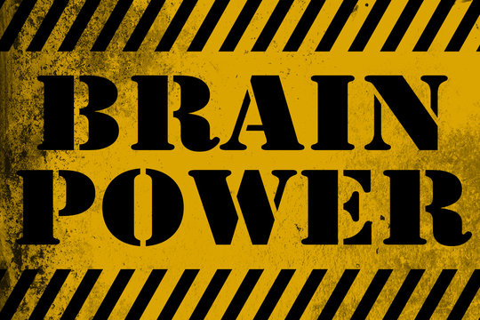 Brain Power sign yellow with stripes