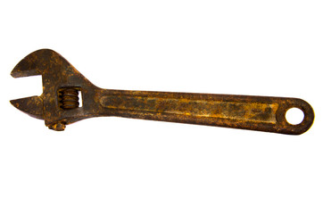 Old rusty adjustable key for screwing screws