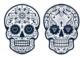 Vector Mexican Skulls with Patterns