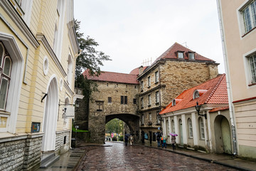Fototapeta na wymiar Streets of the medieval old town of Tallinn in Estonia
