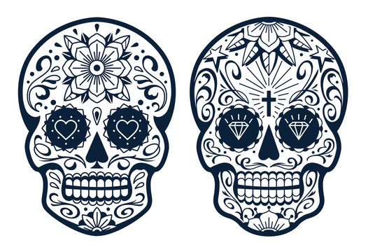 Naklejki Vector Mexican Skulls with Patterns
