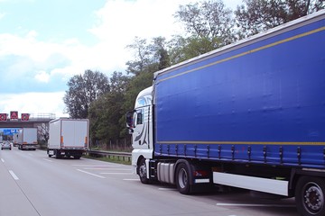 Lorry jam before customs clearance - obrazy, fototapety, plakaty