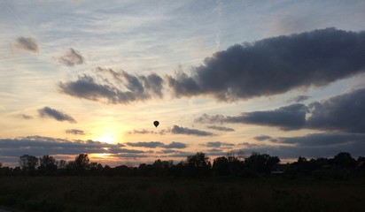 Hot air balloon at sunset