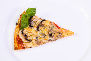 Pizza with ham and mushrooms