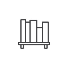 Stack of books on shelf outline icon. linear style sign for mobile concept and web design. education bookshelf simple line vector icon. Symbol, logo illustration. Pixel perfect vector graphics