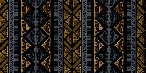 Glasschilderij Etnische stijl Tribal patroon vector. Naadloze etnische handgemaakt met strepen vectorillustratie.