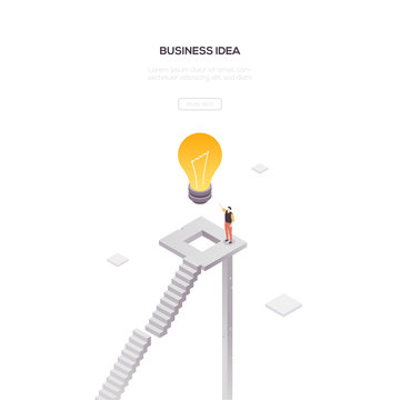 Business idea - modern isometric vector web banner