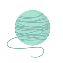 Vector illustration of pink yarn ball with knitting needle. Cute Vector card for knitting. Design elements for handmade. Yarn ball and needles icon.