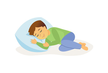 Sleeping boy - cartoon people character isolated illustration