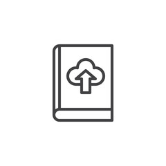 Book download cloud outline icon. linear style sign for mobile concept and web design. Online library simple line vector icon. Symbol, logo illustration. Pixel perfect vector graphics