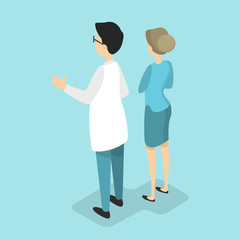 Doctors in uniform talking to each other.