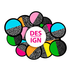 Background with colorful geometric figures.