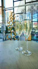 Wedding glasses with champagne