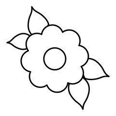 beautiful flower with leafs isolated icon