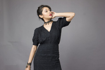 beautiful indian female model in black dress