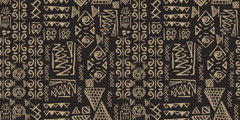 Behang Etnische stijl Tribal patroon vector. Naadloze etnische handgemaakt met strepen vectorillustratie.
