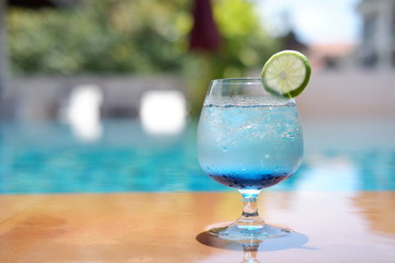 blueberry soda at swimming pool