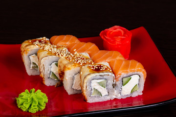 Japanese roll with salmon