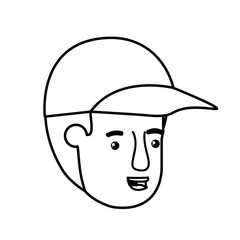 Obraz na płótnie Canvas head of man with cap avatar character