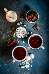 Obraz na płótnie Canvas Hot chocolate cups