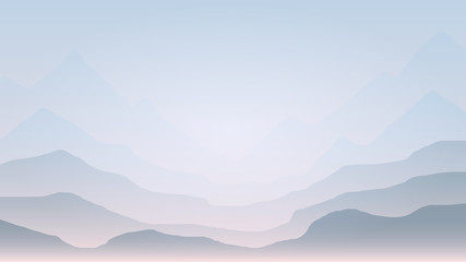 Landscape banner with mountains. Abstract Hills silhouette template