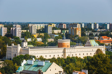 Aerial view of the historic center of Lublin, Poland. © dziewul