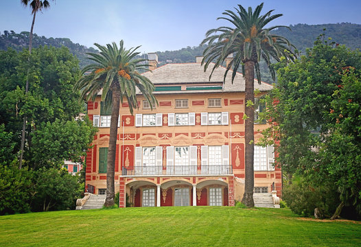 Genova-Nervi, the XVII century beautiful facade of Villa Grimaldi Fassio, now museum of fine arts and public park