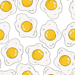 Fried eggs seamless pattern, vector